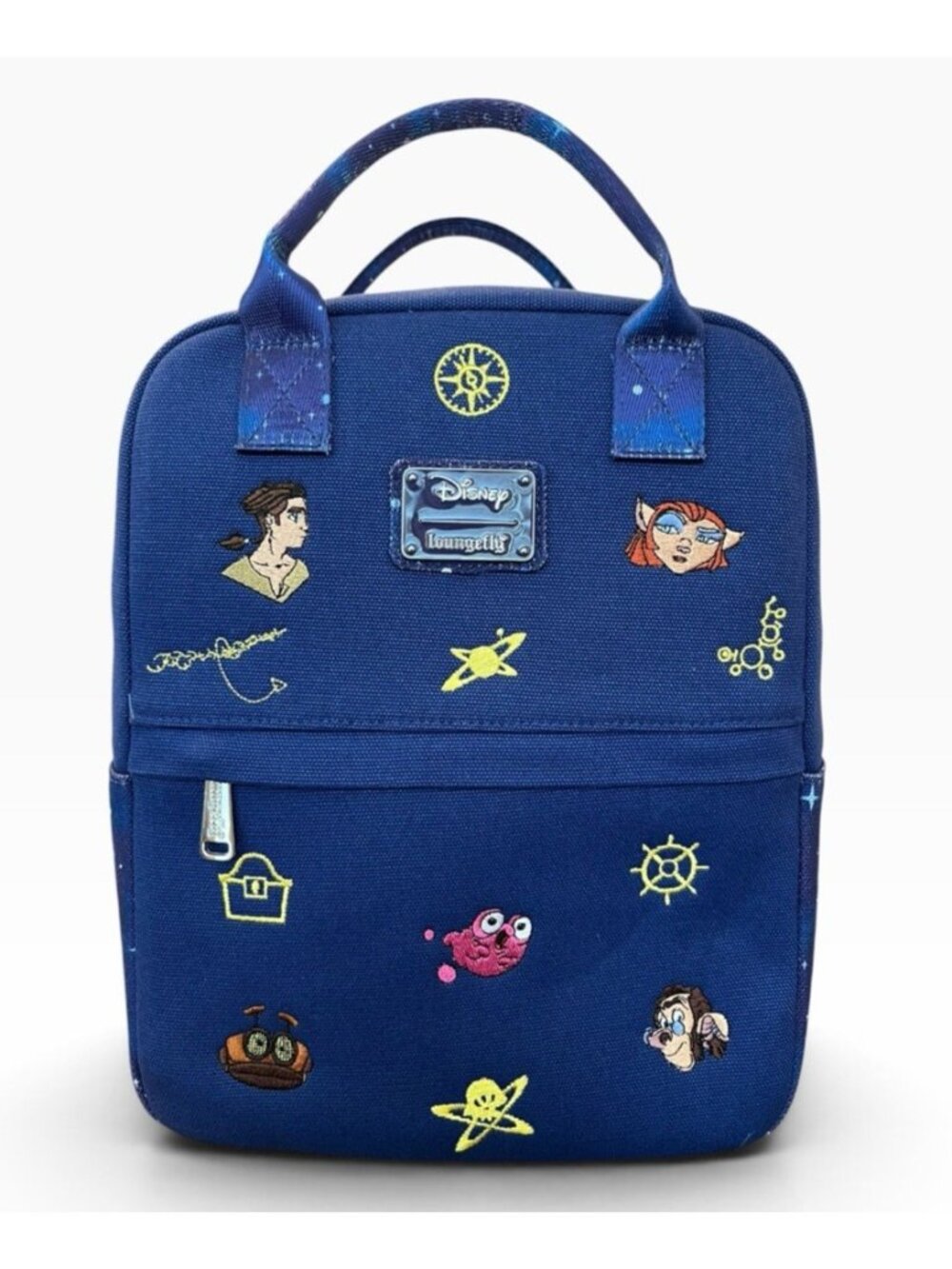Loungefly Disney Treasure Planet Embroidered Characters Canvas Mini Backpack NWT